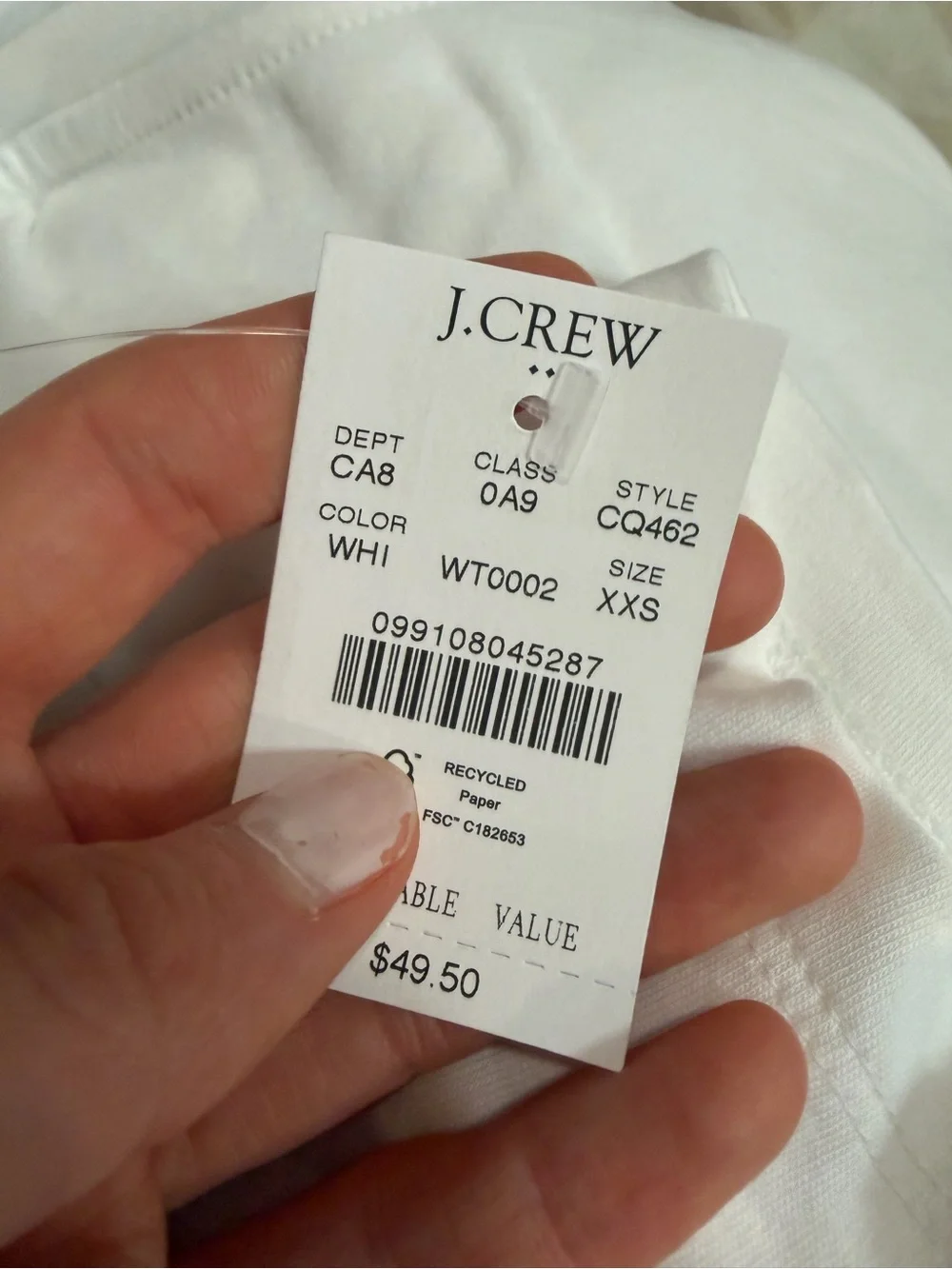 J crew white Essential V-neck tee